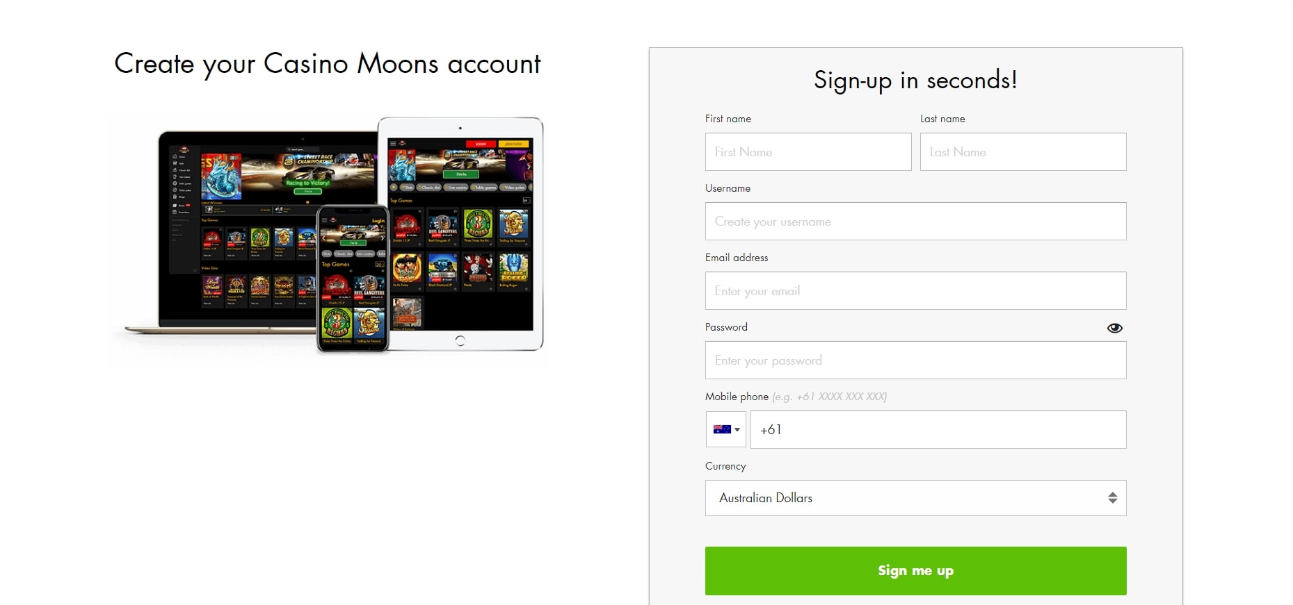 Sign Up to Win Real Money Online at Casino Moons